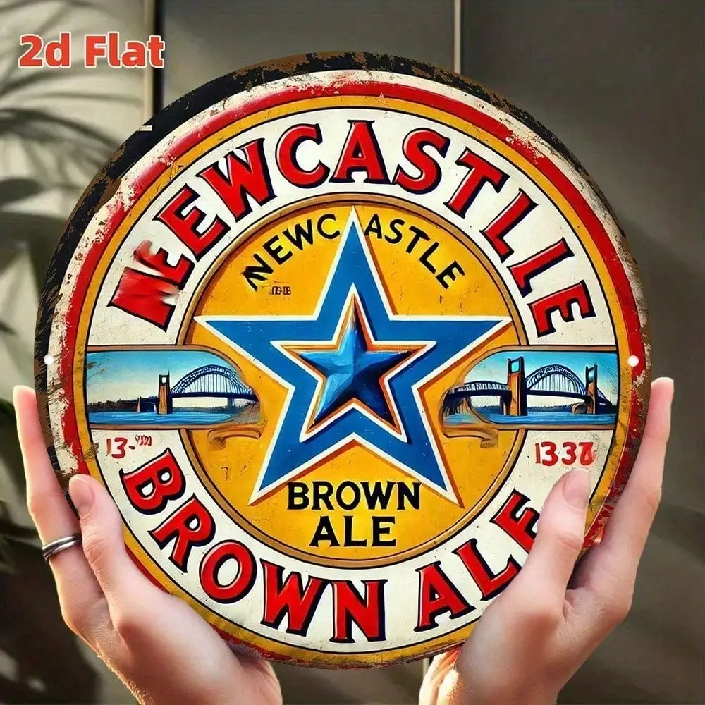 Vintage Retro Pub Metallschild 8x8 Zoll Newcastle Brown Ale Blechschild Wanddekoration für Zuhause Bar Männerhöhle Garage