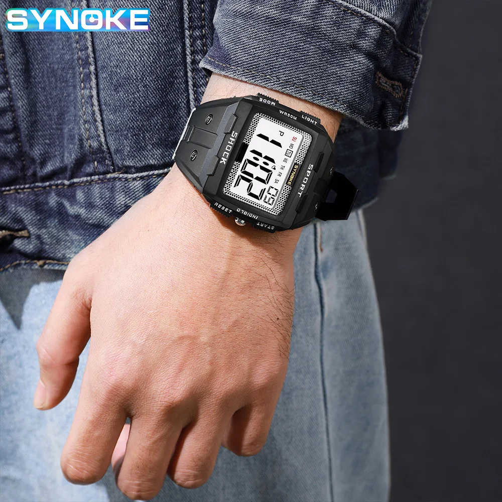 SYNOKE Outdoor Military Digital Watch New For Men Fashion Retro Men Watch Sports Waterproof Men Watch Multifunctional Luminous