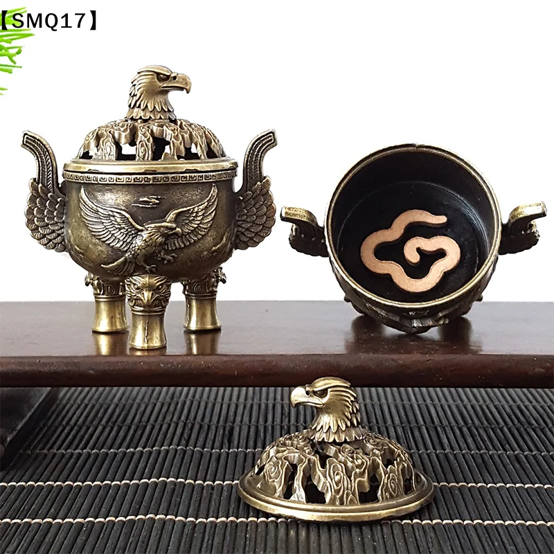 New Alloy Incense Burner Hollow Out Four Legged Stick Holder Mini Sandalwood Censer Home Decoration【SMQ】
