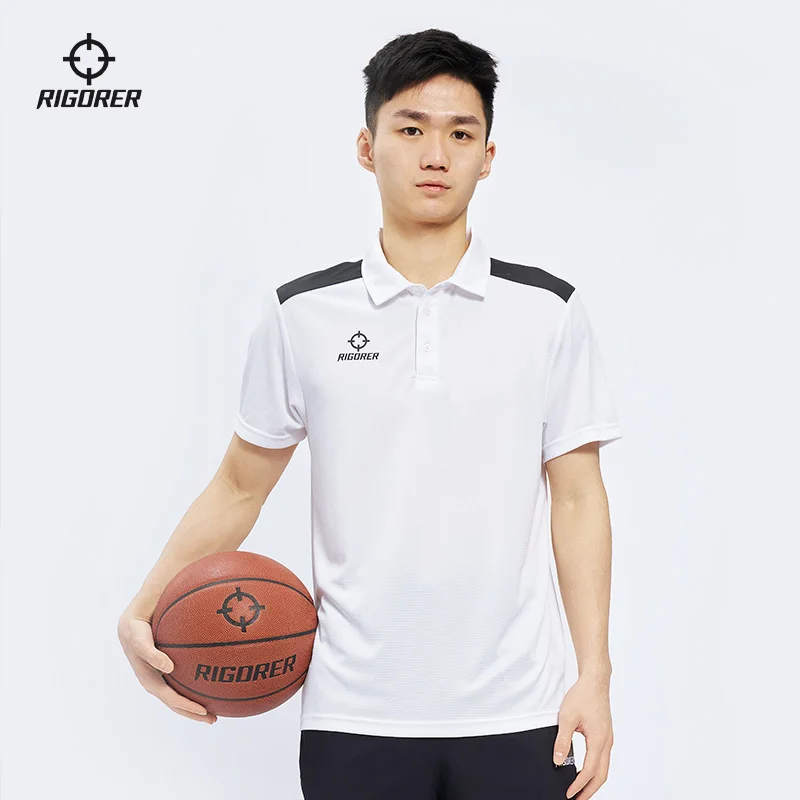 RIGORER Men Short-sleeved Polo Shirt 2023 Summer New Sports Casual Lar Contrast Color Basketball Training Short-sleeved Top