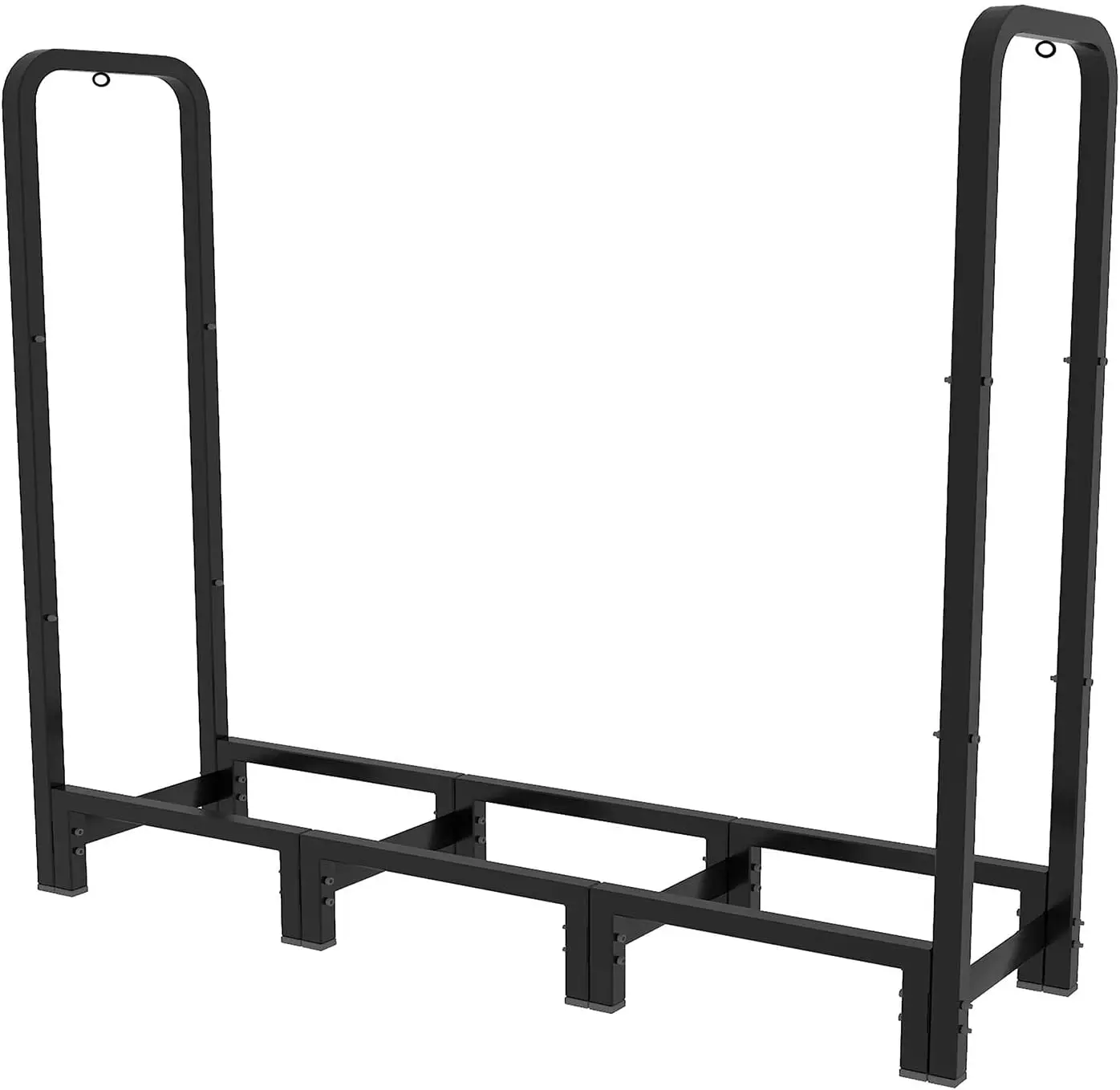 Firewood Rack Stand 4ft Heavy Duty Logs Holder for Outdoor Indoor Fireplace Metal Wood Pile Storage Stacker Organizer, Matte Black