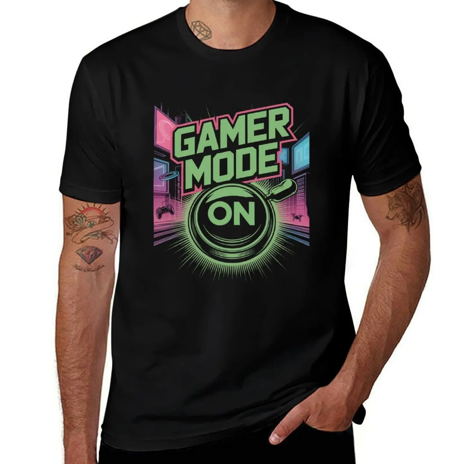 Gamer Mode On Cyberpunk Art Print - Neon Gaming Design T-Shirt animal prinfor boys cheap stuff tshirts personalised shirts men