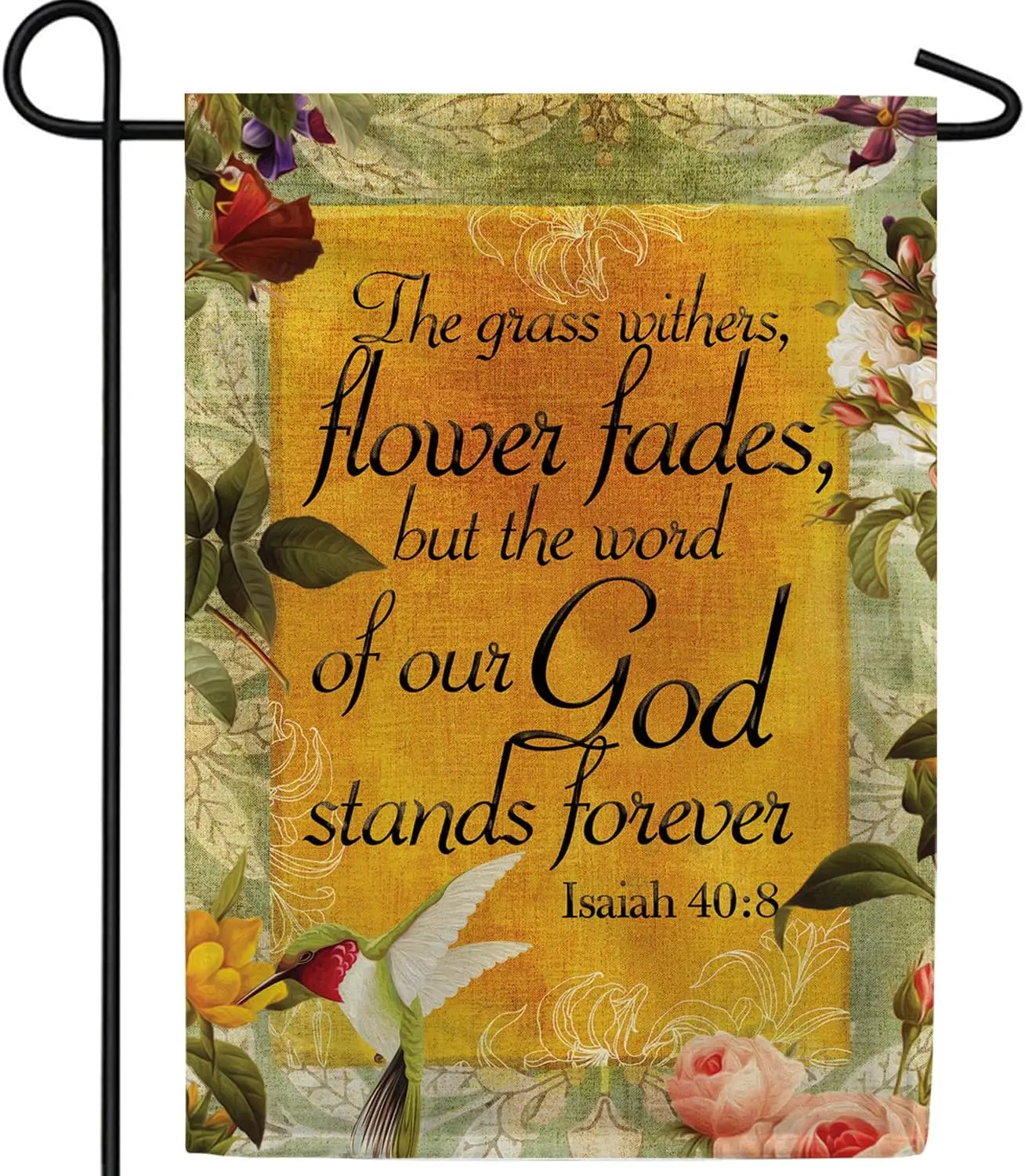 America Forever Bible Verse Garden Flag - 12.5 x 18 inch -Isaiah 40:8 God Stands - Christian Quotes Double Sided Religious O EEZ