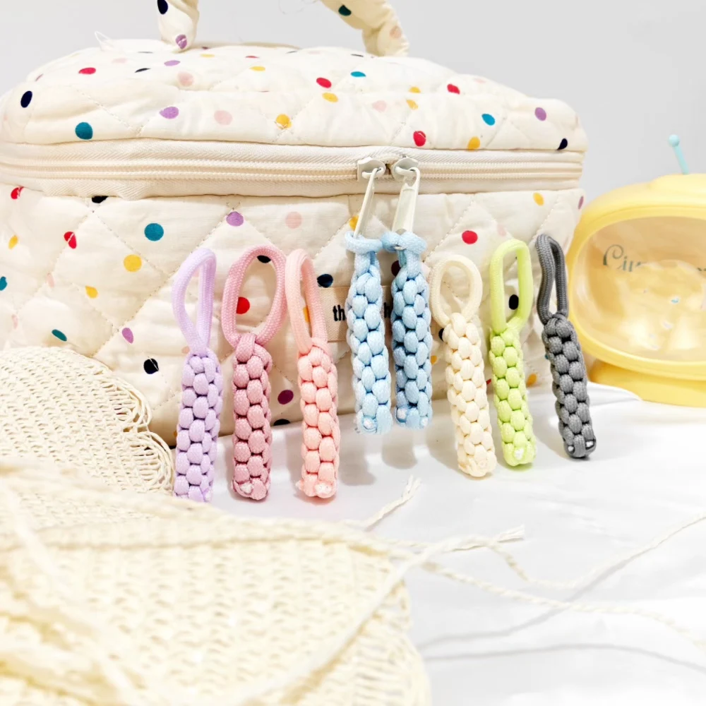 5pcs Hand Knitting Useful Zipper Pullers Colorful Durable Wear-resistant Braided Cord Knapsack Backpack Zipper Accessories