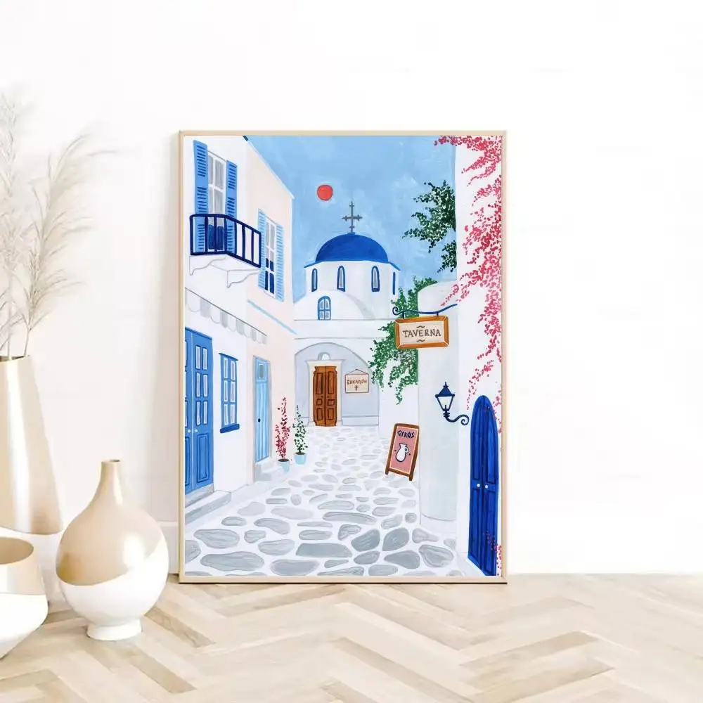 بسيطة الشمال مدينة نمط اللوحة-ملصق فني HD لزجة الجدار مقاوم للماء غرفة المعيشة المنزلي غرفة نوم النوم بار الديكور الجمالي #3