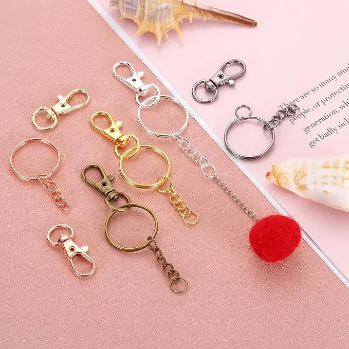 10/30/50 Set Metall-Schlüsselanhänger mit Karabinerverschluss, offener Schlüsselanhänger und Biegeringe für Schmuckherstellung, Taschenzubehör, DIY-Bastelarbeiten, Geschenke – Detail 5