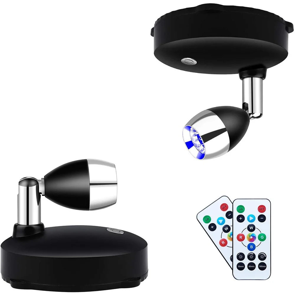 Hot Trend-Wireless Spotlight Battery Operated Accent Lights,Dimmable LED Spotlights With Remote Rotatable Wall Light (2 Pack)