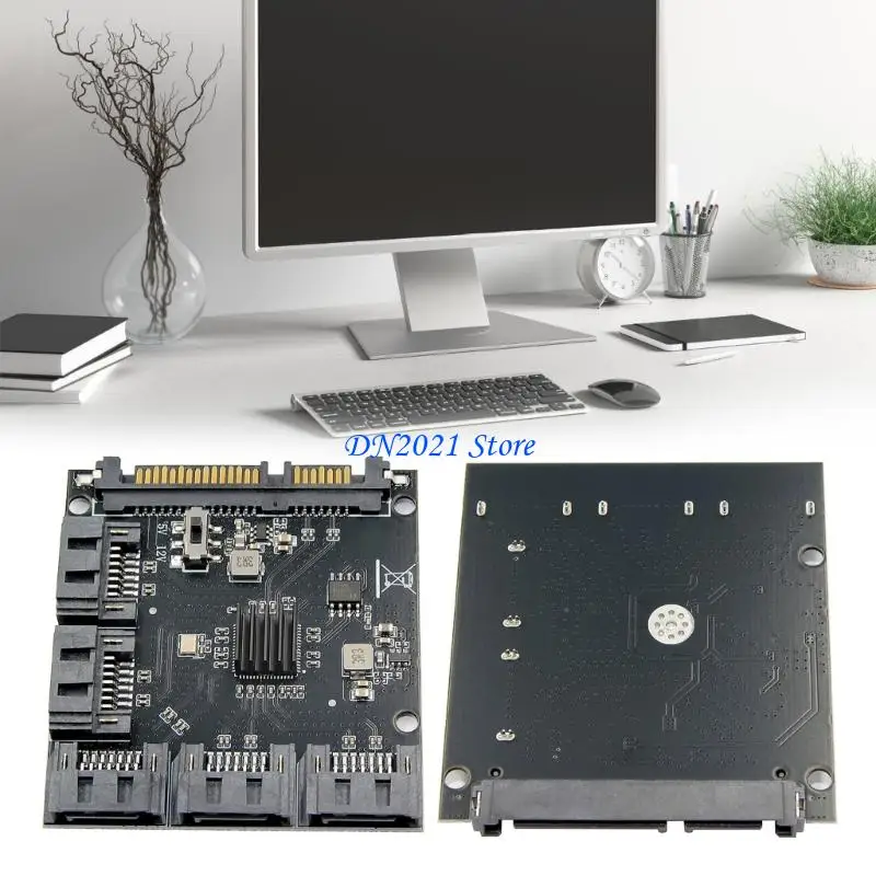 

F3KE 5 Port SATAs Splitter For Multiple Drive PM Support Toolless Setups Efficient Data Transfer Computer Systems