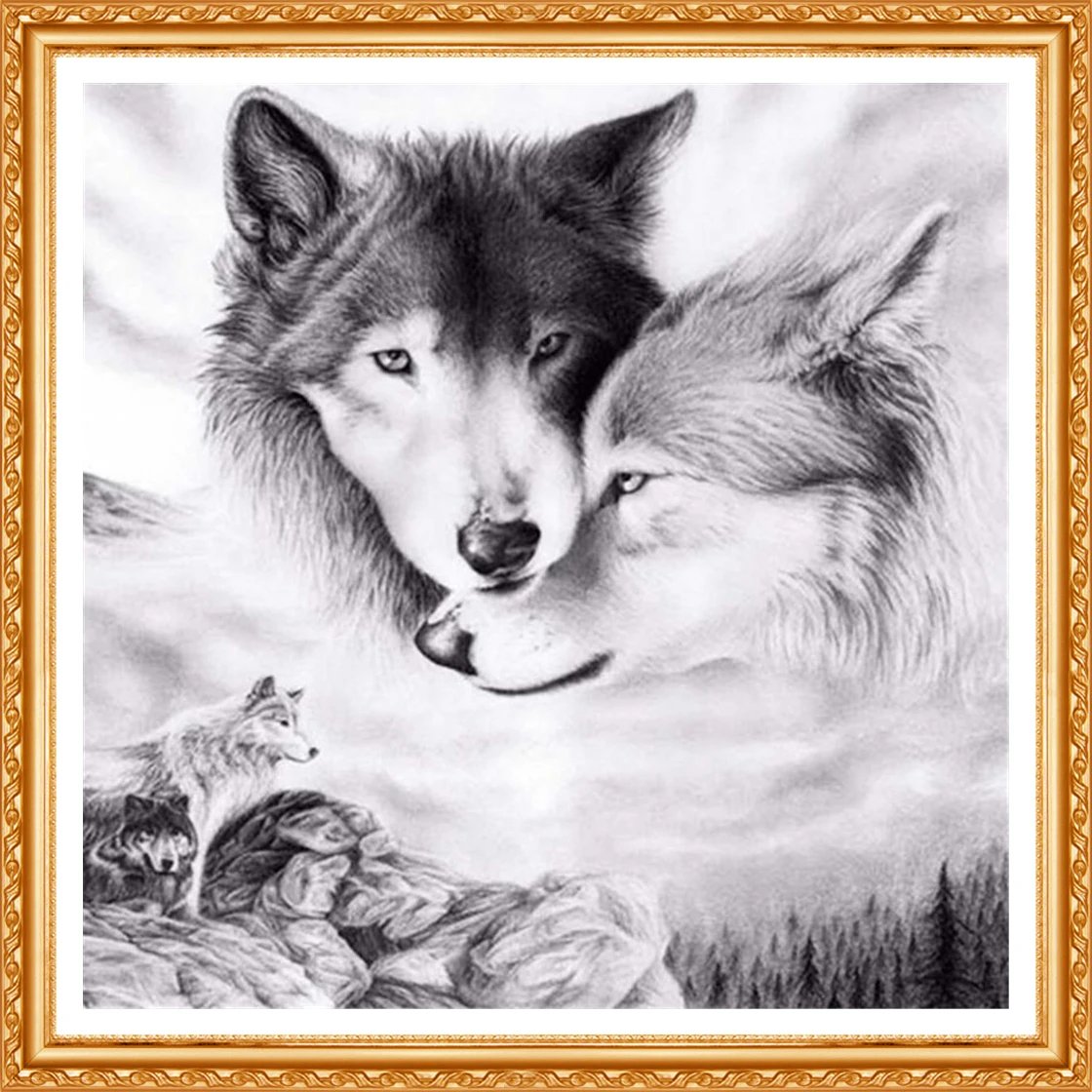 diamant painting 5d diy diamond painting full square Diamond embroidery animals wolf diamond  round buddha 471DD