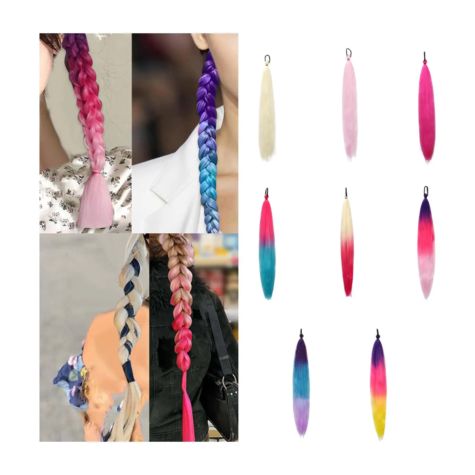 Rambut Palsu Ekor Kuda Ekstensi Rambut Halus 65Cm DIY Lembut dengan Ikat Rambut untuk Liburan Halloween Ulang Tahun Wanita Riasan Harian