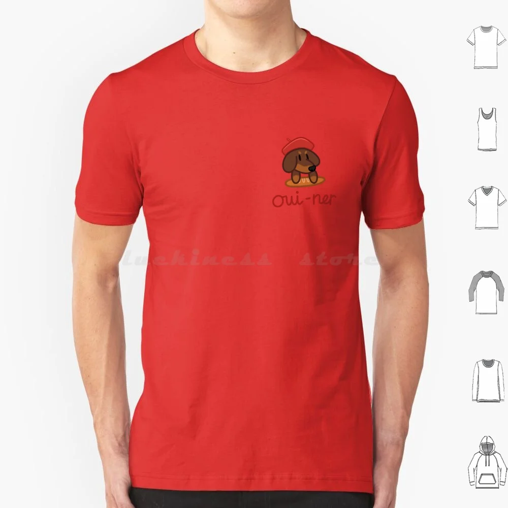 Camiseta de perro Oui-Ner de algodón para hombres y mujeres, estampado artesanal, perro salchicha Doxie Weiner, perro largo, salchicha, perro, mamá, perro, papá, perro francés