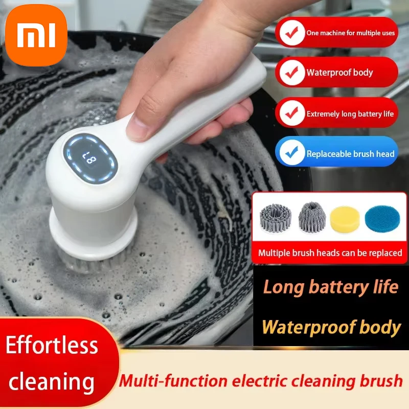 Xiaomi Handheld Electric Cleaning Brush Usb Charging Kitchen Bathroom Household Dishwashing Multifunctional Rotary Scrubber