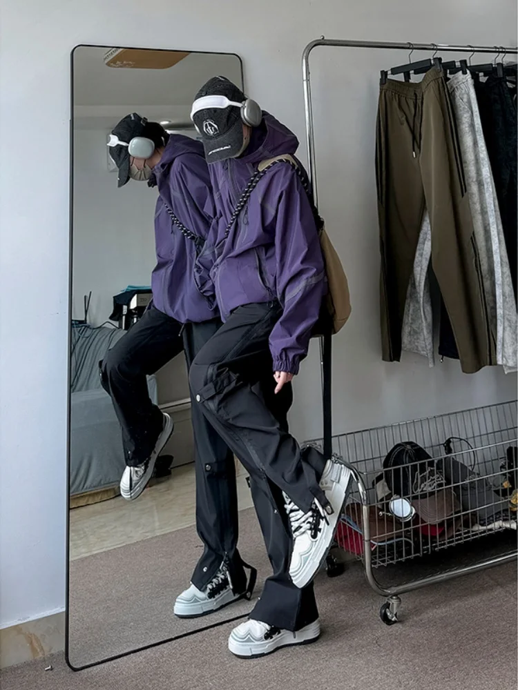 

Мужские рабочие брюки American Sle для весны и осени, с молниями, в стиле милитари, свободные прямые повседневные брюки