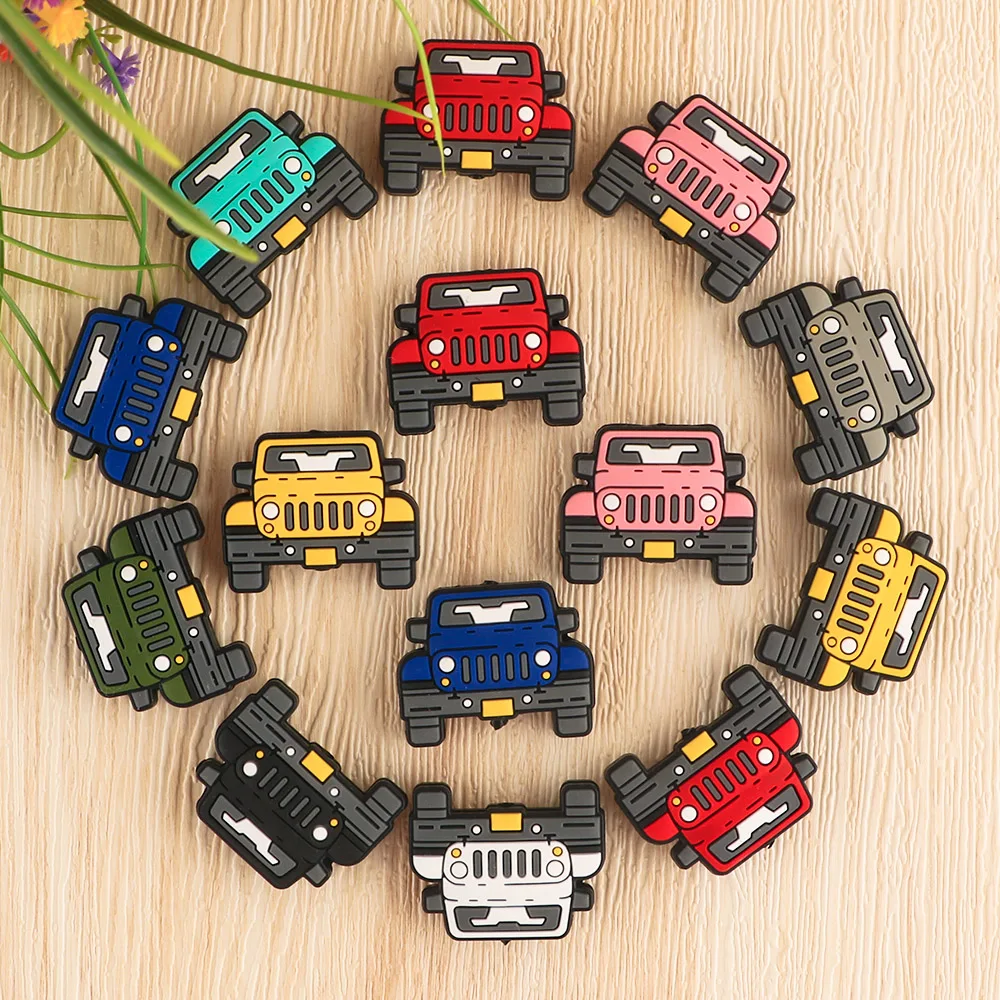 8pcs Traffic Car Silicone Focus Beads For Jewelry Making Earrings Necklace Bracelet Keychain DIY Personalize Accessories