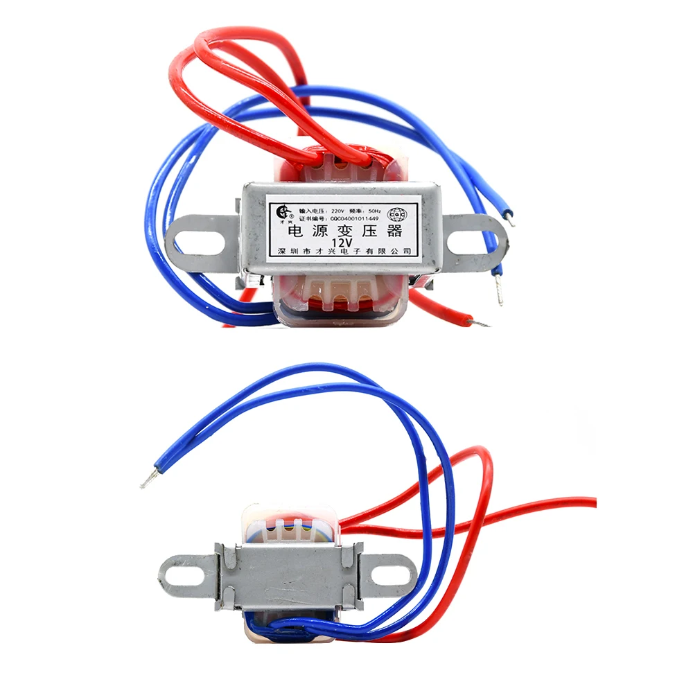 AC 220 to AC 6V 9V 12V Output Voltage 1W EI Copper Core 50Hz~60Hz Single Voltage 2 Line Copper Power Transformer