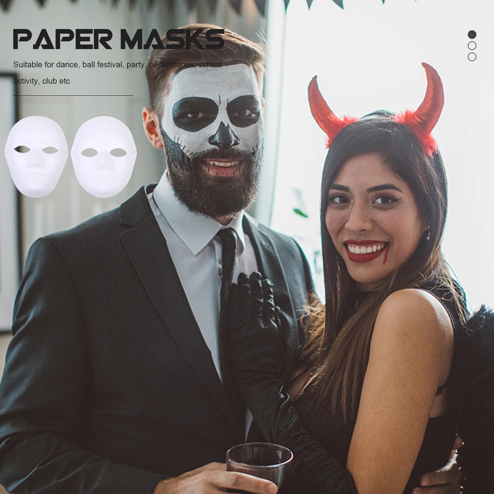 

6 Pcs Paintable Hand-painted Face Masks White Paper Masquerade Mask Props for Party Dance Festival School Activities