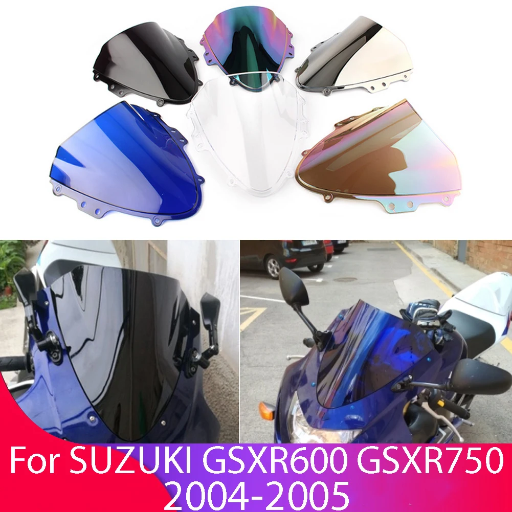 Motorcycle Windshield For SUZUKI GSX-R GSXR 600 750 GSXR750 2004-2005 K4 Double Bubble WindScreen Accessories Fairing Deflector