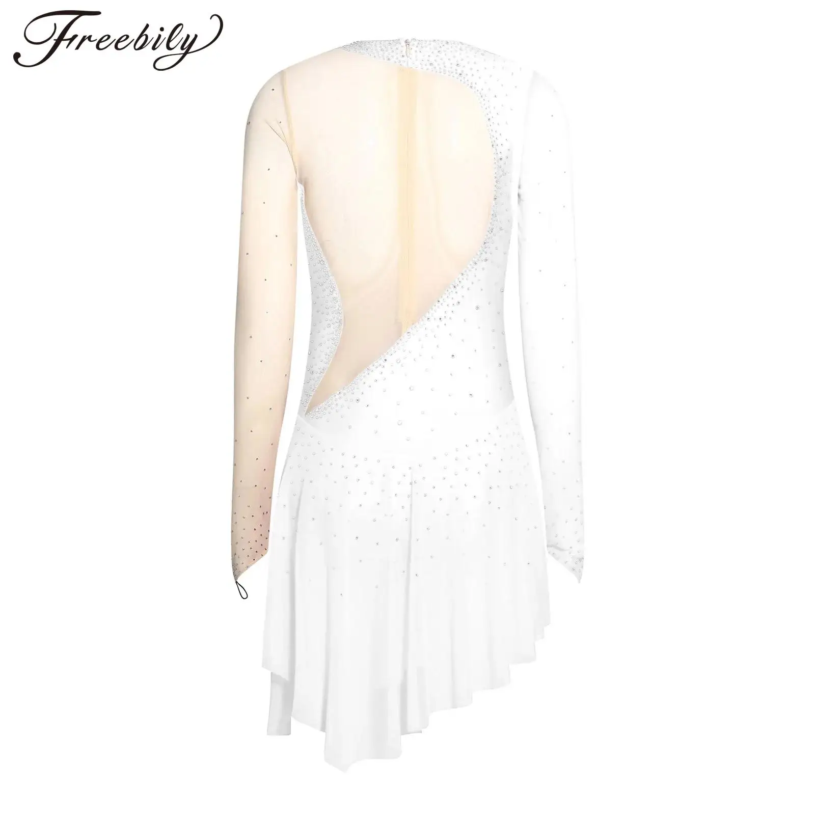 

Adults Figure Skating Dress Womens Ballet Dance Leotard Dress Gymnastics Bodysuit Color Block Mesh Lyrical Modern Dancewear