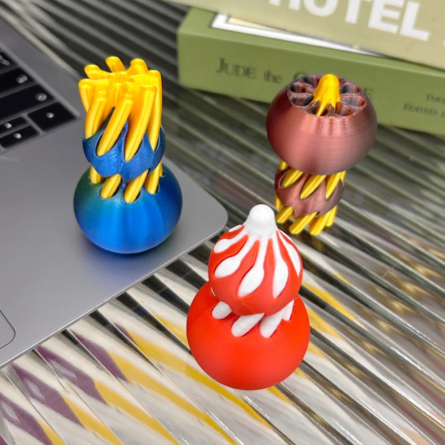 Juguetes de calabaza en espiral impresos en 3D creativos, giroscopio de punta de dedo, figuritas divertidas, juguete de vértebras hecho a mano, decoraciones de mesa