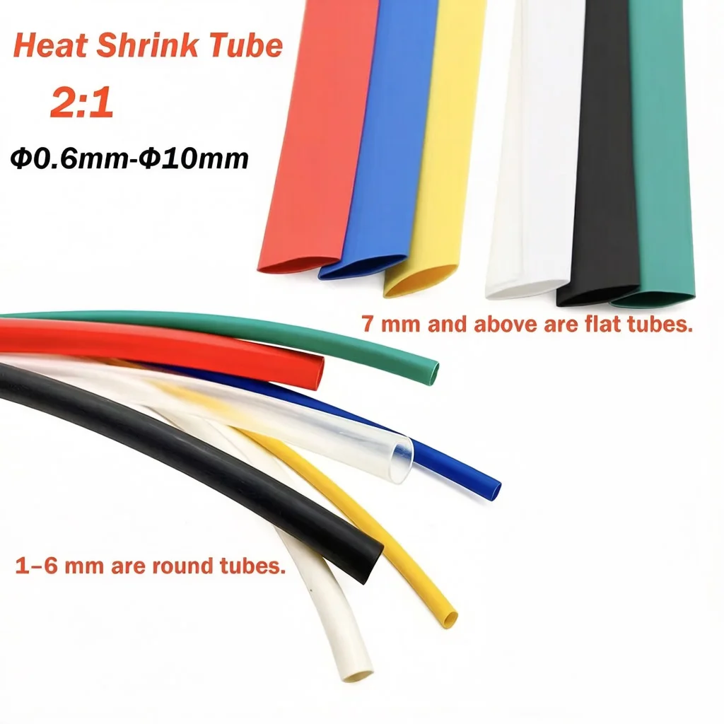 2:1 Shrinkage Ratio Insulated Cable Sleeve 7Colors Φ0.6mm 0.8mm1mm-Φ10mm Diameter Shrink Tube Hot Shrink Tube Winding Line
