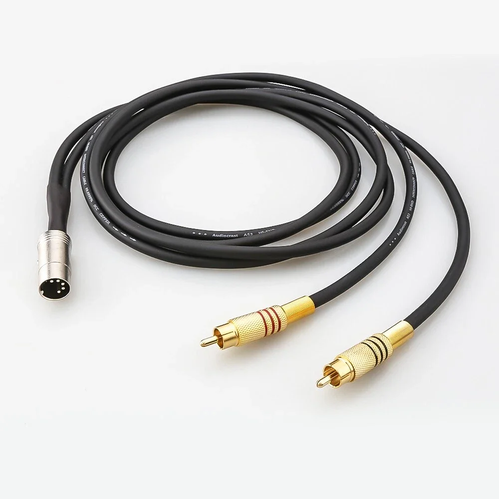 

HIFI 5 Pin DIN male to 2 RCA male Black Audio Phono Cable for Bang & Olufsen Naim, Quad cable Stereo Systems