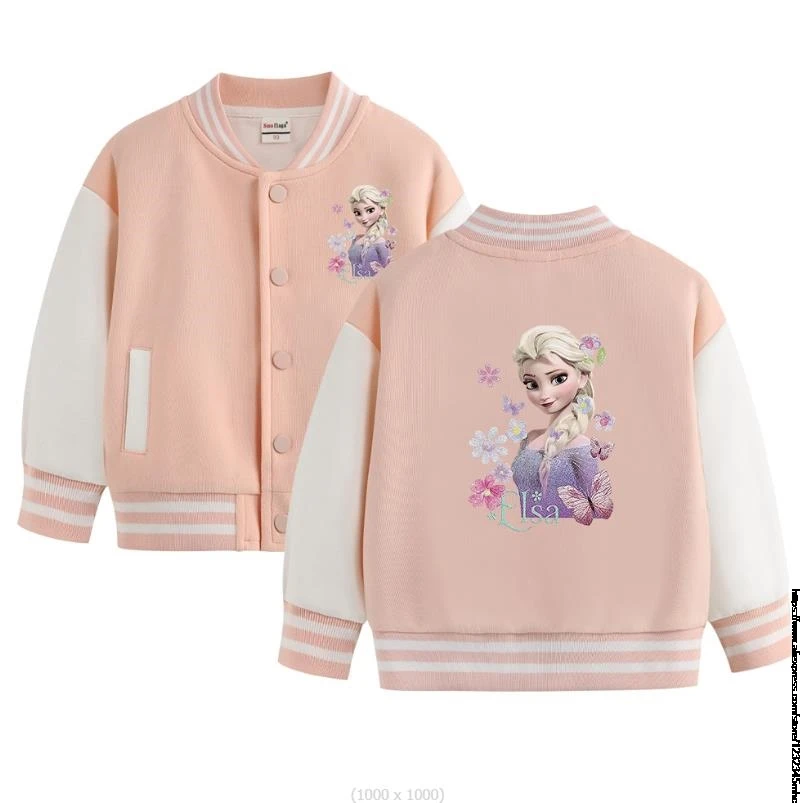 Spring Autumn Children ​Jacket  for 1-8yrs Boys Girls Frozen Elsa Cartoon Print Baseball Uniform Fashion Girl Boy Kid Coat