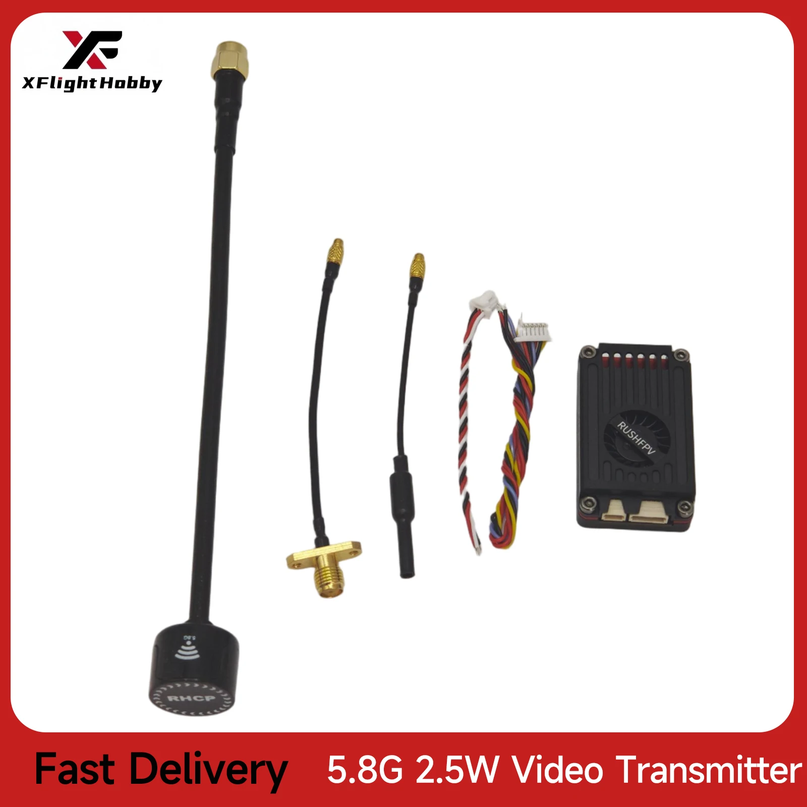 RUSH TANK MAX SOLO 5.8GHz 2.5W FPV VTX with 5.8G 3Dbi Video Transmission RRHCP SMA Antenna for RC Freestyle FPV Racing Drone