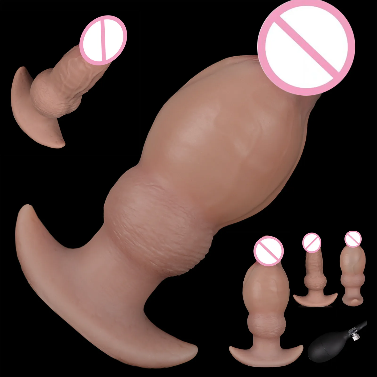 Max 8.2cm Huge Anal Dildos Inflatable Anal Plug with Suction Cup Silicone Penis Dildos Inflatable BDSM Anal Dilation Sex Toys 18