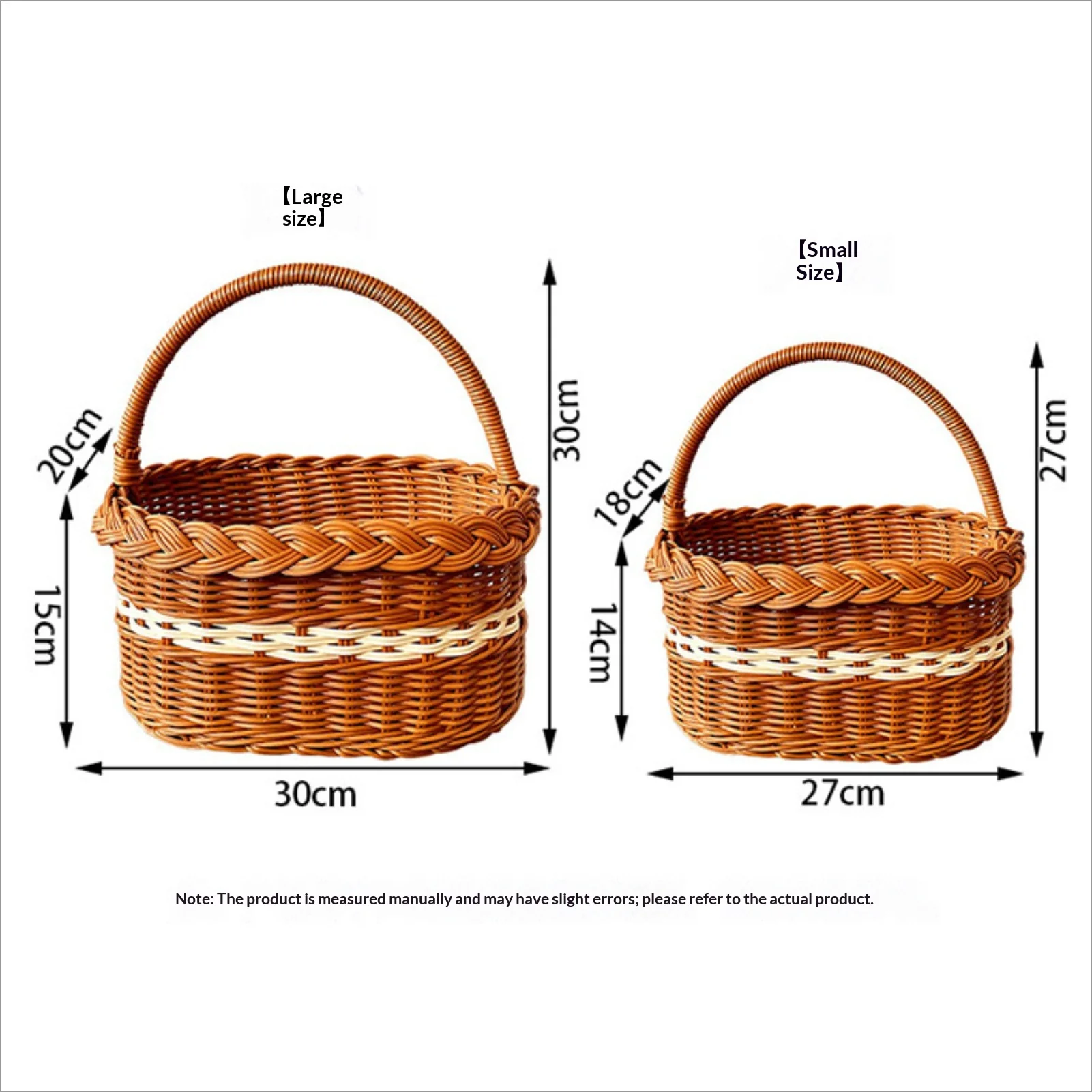 Handwoven Imitation Rattan Picnic Basket with Handle Portable Storage Basket for Outdoor Picnic Grocery Shopping Home Decoration view 2
