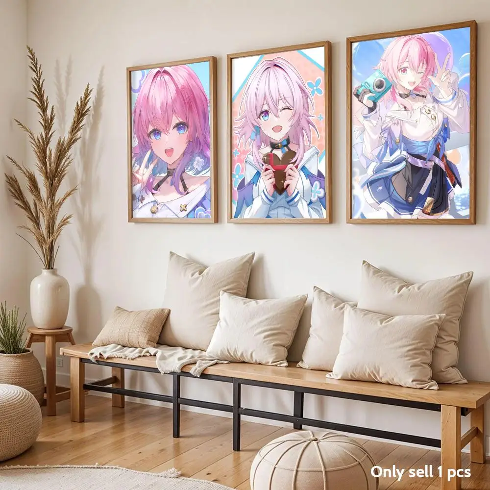 March 7th Honkai Poster Modern Self-Adhesive Art Wall Decals for Bedroom & Living Room Home Decor, Great Gift Idea