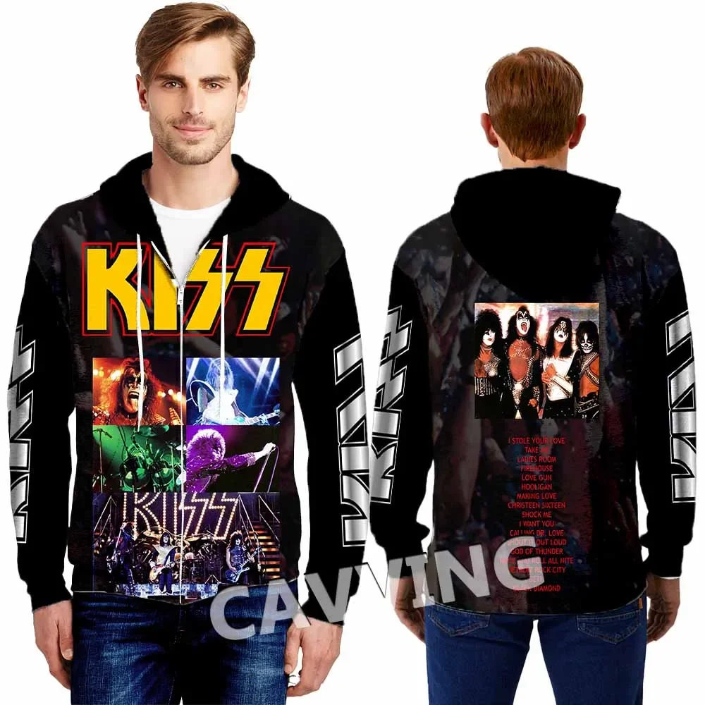 New Fashion 3D Print  KISS BAND  Zipper Hoodies Zip Up Hooded Sweatshirts Harajuku Hoodies Hip Hop Sweatshirts  KK2