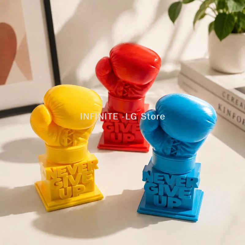 3D Printed Never Give Up Boxing Glove Figurine Inspirational Desk Decor Motivational Sculpture for Office Home Gift Birthday