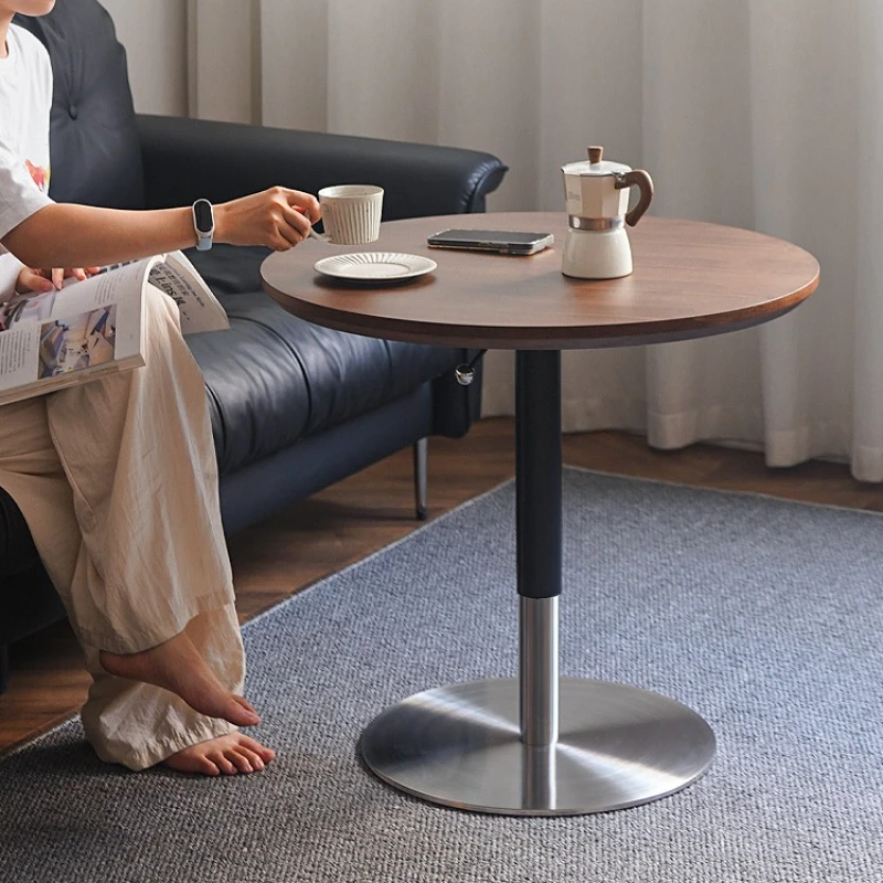 

Medieval solid wood small round table can be lifted and lowered coffee table dining table dual-purpose small apartment living