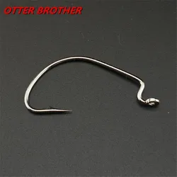 10pcs/box Gap Worm Wide Fishing Hook Jig Crank Offset High Carbon Steel Hook Barbed Fishhook For Soft Worm Bait Accessories
