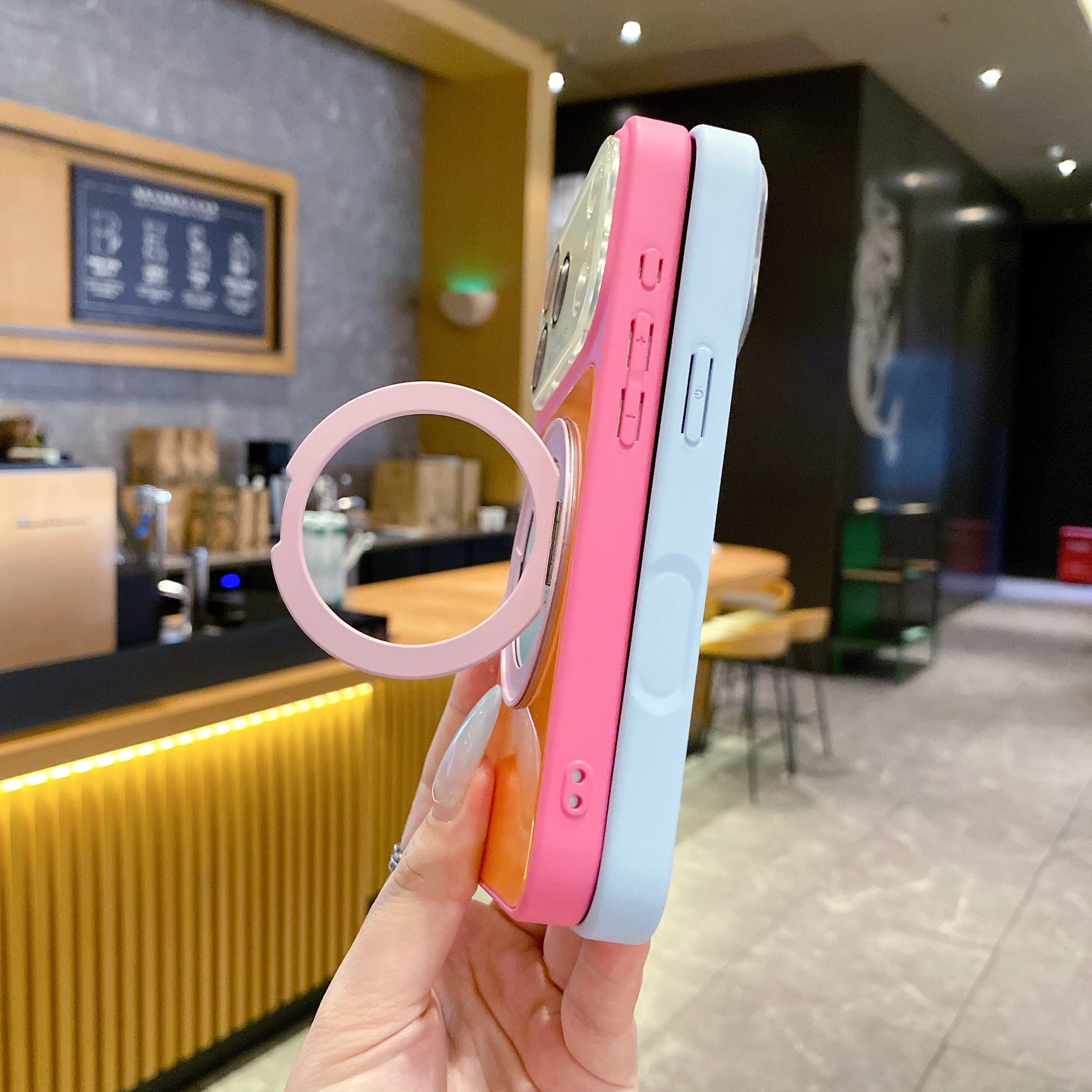 Wysoka jakość 360 stopni °   Obrotowy Metalowy Stojak Magnetyczny Futerał na Telefon do iPhone 18 17 16 15 14 13 Pro Max Szklana Tylna Obudowa Kompatybilna z Magsafe — zdjęcie produktu 4