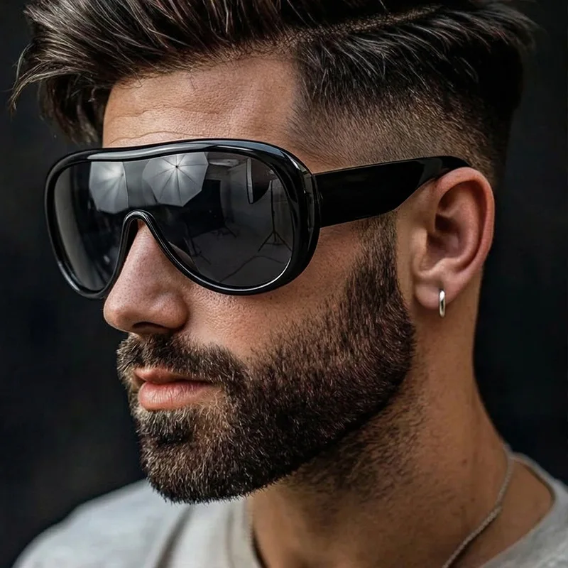 Oversized One Piece Large Frame Y2K Cat Eye Sunglasses for Women Men Retro Square Gradient Sunglasses UV400 Decoration Shades