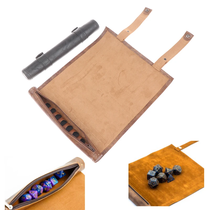 DND Dice Tray Dice Rolling Mat With Zippered Dice Holder - Compatible With Standard DND Polyhedral Dice Game Dice