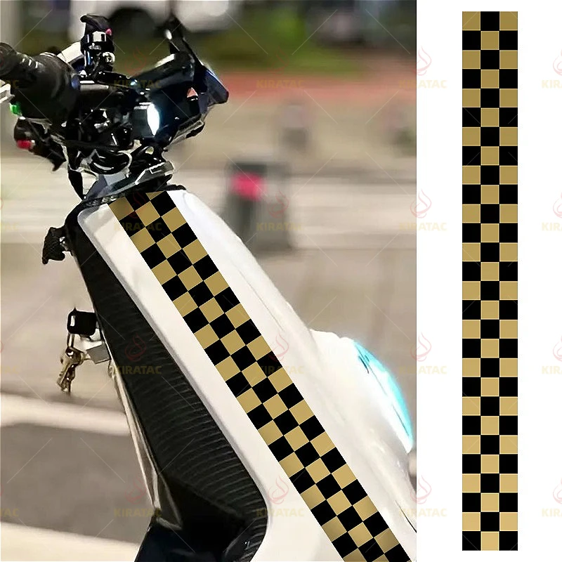 1 Stück karierte Motorradhelm-Aufkleber, langlebig, wasserdicht, für Kraftstofftankverkleidung, Autotüren, Kofferraum, Roller, universelle Vinyl-Aufkleber