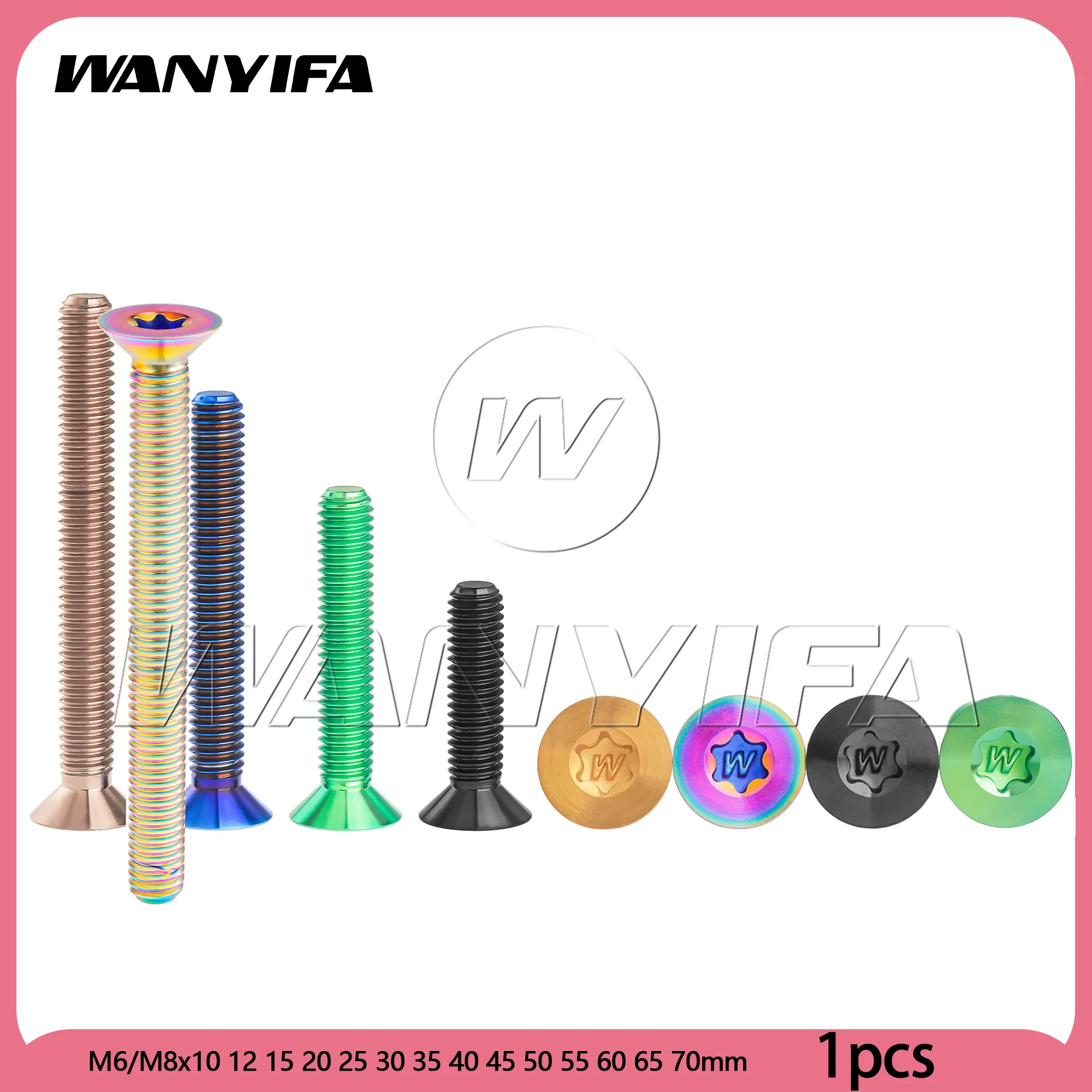 Wanyifa Grade 5 Titanium Countersunk Torx Screws M6/M8, 10-70mm Precision Fasteners