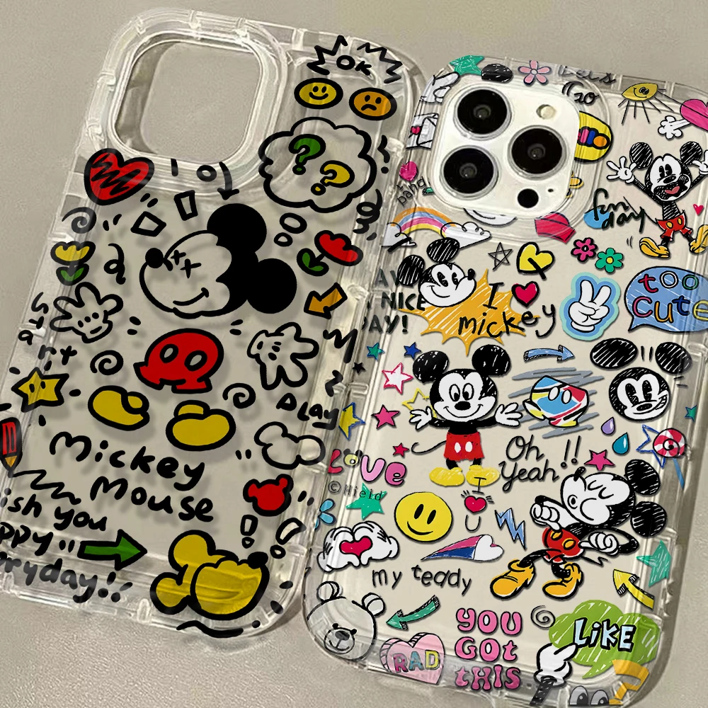 Funny Ins Hot Cute Mickeys Mouse Clear Phone Case for OPPO A15 A16 A17 A31 A53 A54 A57 A60 A74 A92 A93 A94 A98 2020 4G 5G Airbag