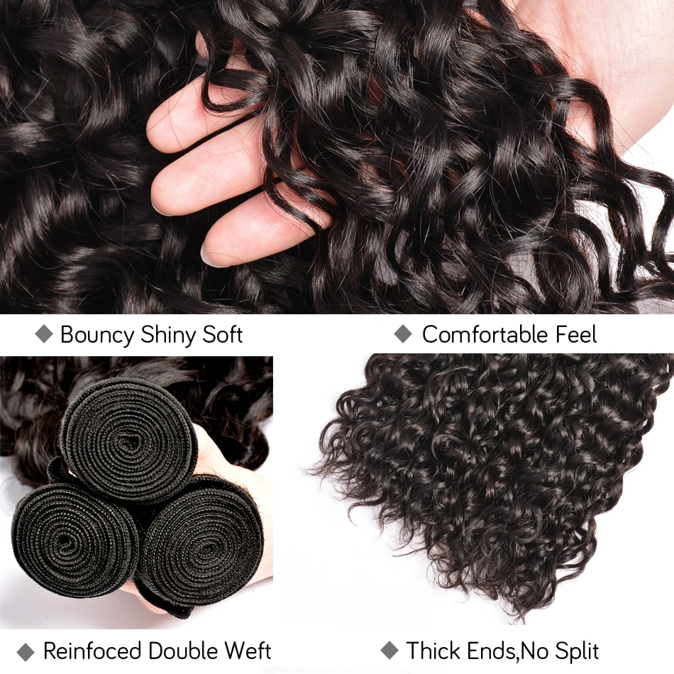 Brazilian Water Wave Hair Bundles 1/3 Pieces Real Natural Human Hair Bundles 10A 12-32 Inch Remy Human Hair Extensions For Women