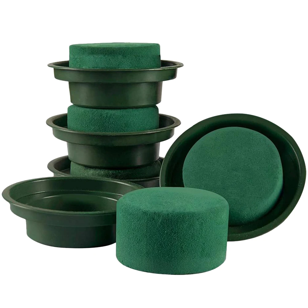 

5 Pcs Round Floral Arrangement Bowls Fresh Flower Clay Blocks for Vase Decor Home Wedding Hotel Florist Use Green Extends Life