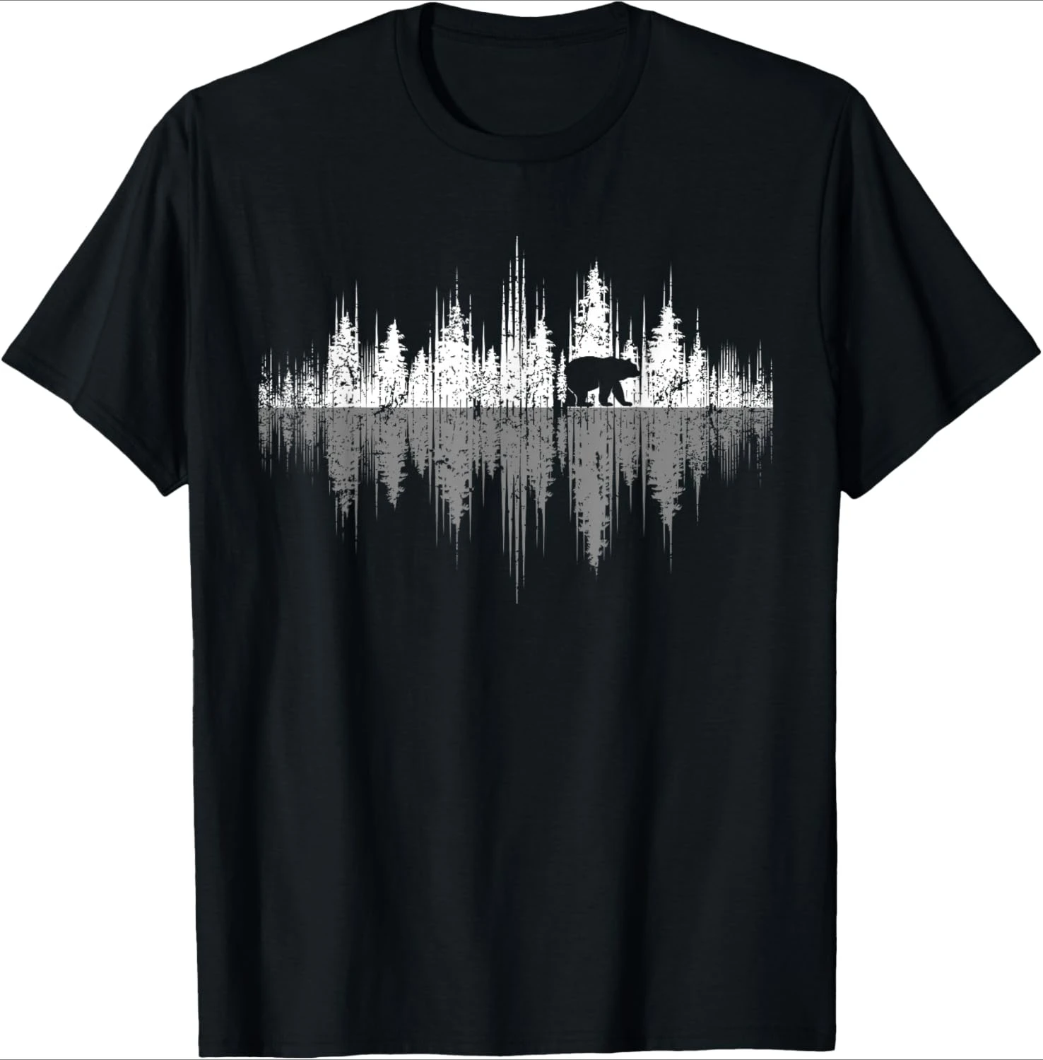 

Trees Reflection Wildlife Nature Animal Bear Outdoor Forest pattern design-100% cotton O-neck casual printed men's T-shirt.