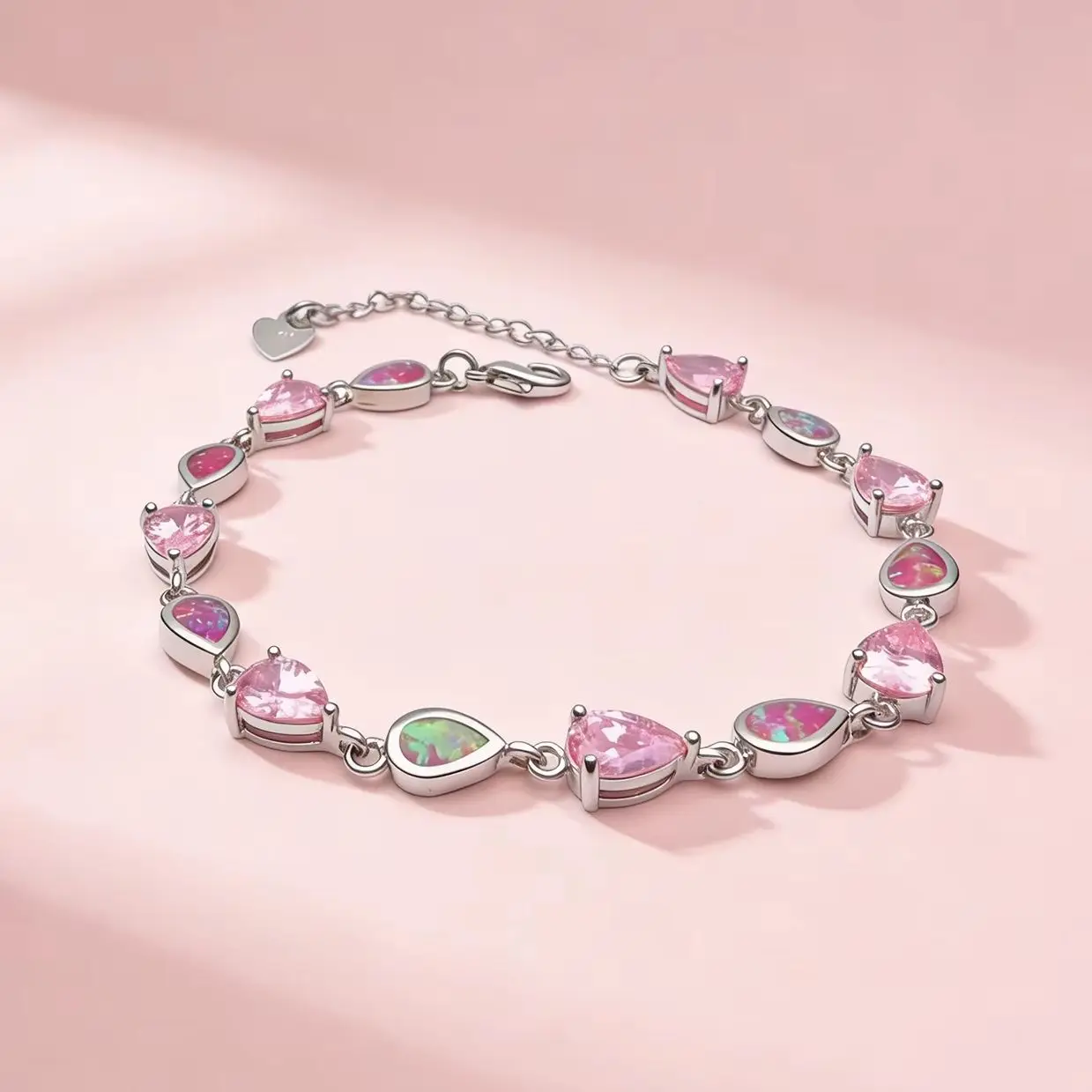 pink-purple-opal-braceletteardrop-opal-zircon-bracelet-with-iridescent-sheenwhite-k-plated-dainty-chainromantic-jewelry-gift