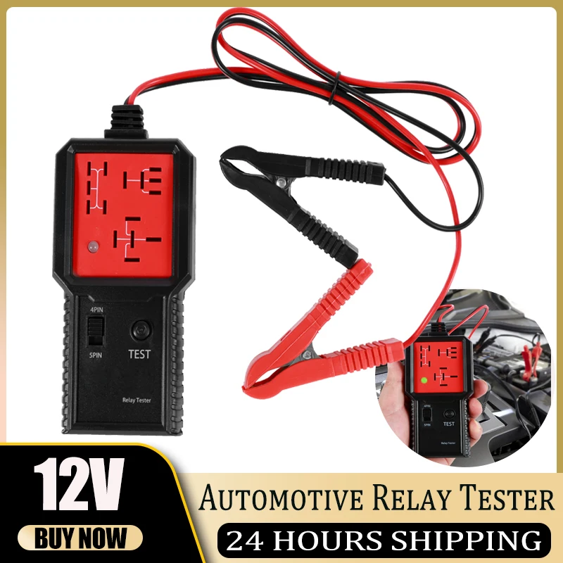 Automotive Relay Tester 12V Car Relay Diagnostic Tool  Handheld Car Relay Tester with Battery Clips LED Light for Car Auto Relay
