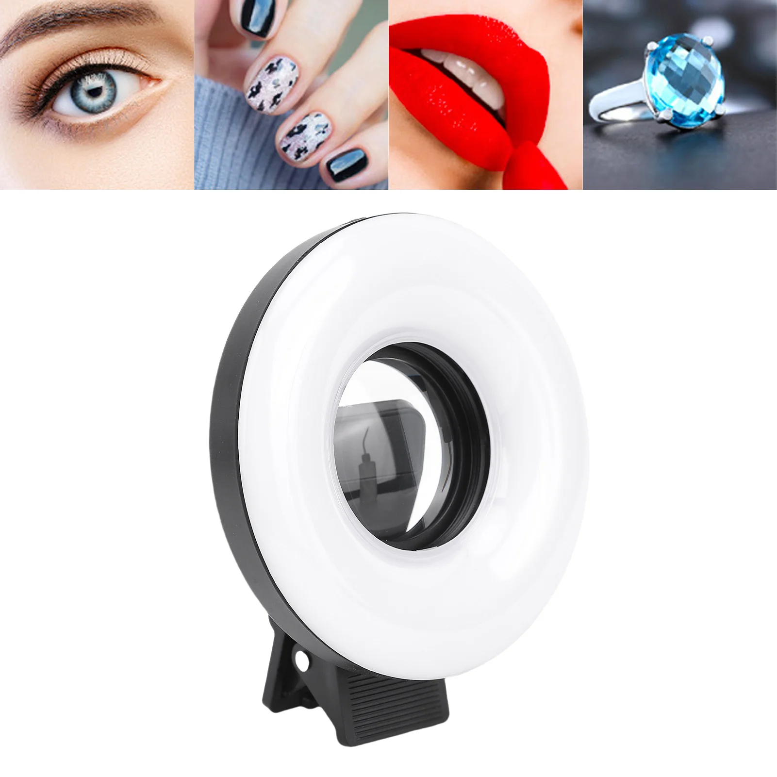 Phone LED  Light 15X Macro Lens LED Fill Light Compact Stable Clamp 240mAh 3000K-6500K 5 Brightness Levels for Photography