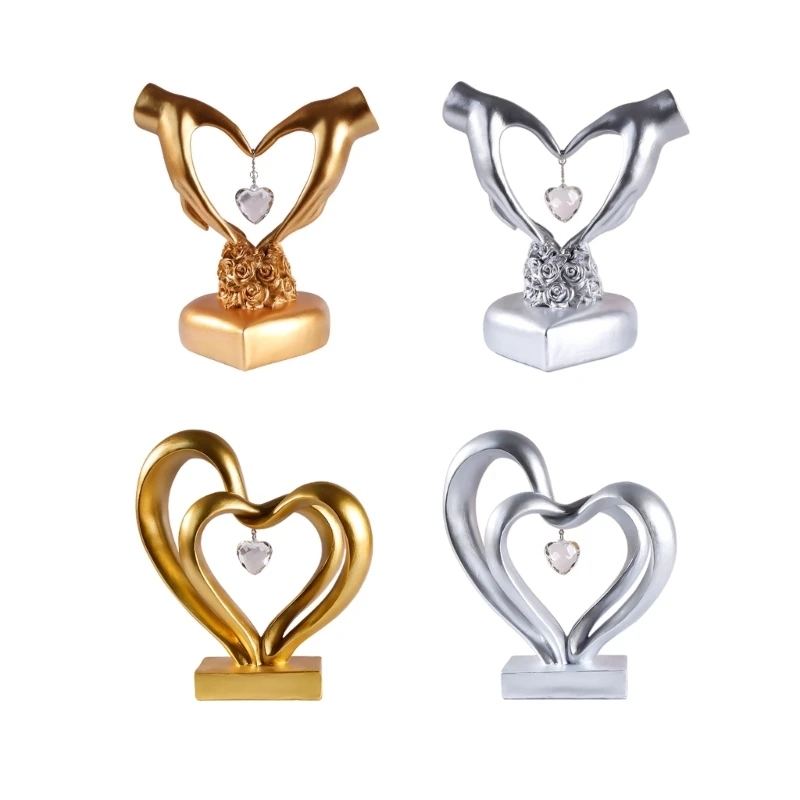 

Nordic Heart Sculpture Resin Love Statue Figurines Wedding Home Living-Room Desktop Ornaments Valentines Day Gift