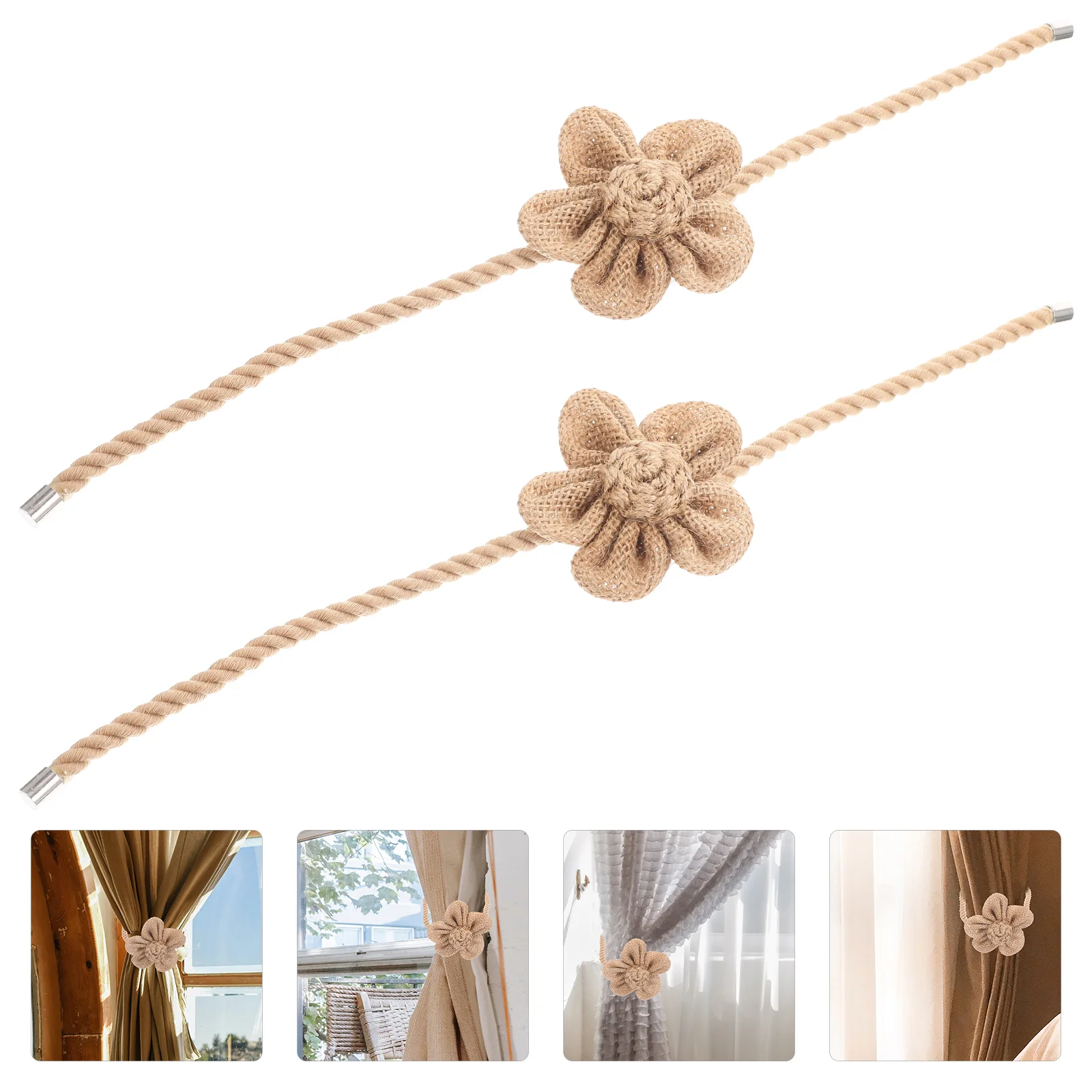 2 Pcs Window Coverings Curtain Magnetic Straps Holders Rope 415X73CM Tiebacks Coffee Curtains Holdback Buckle