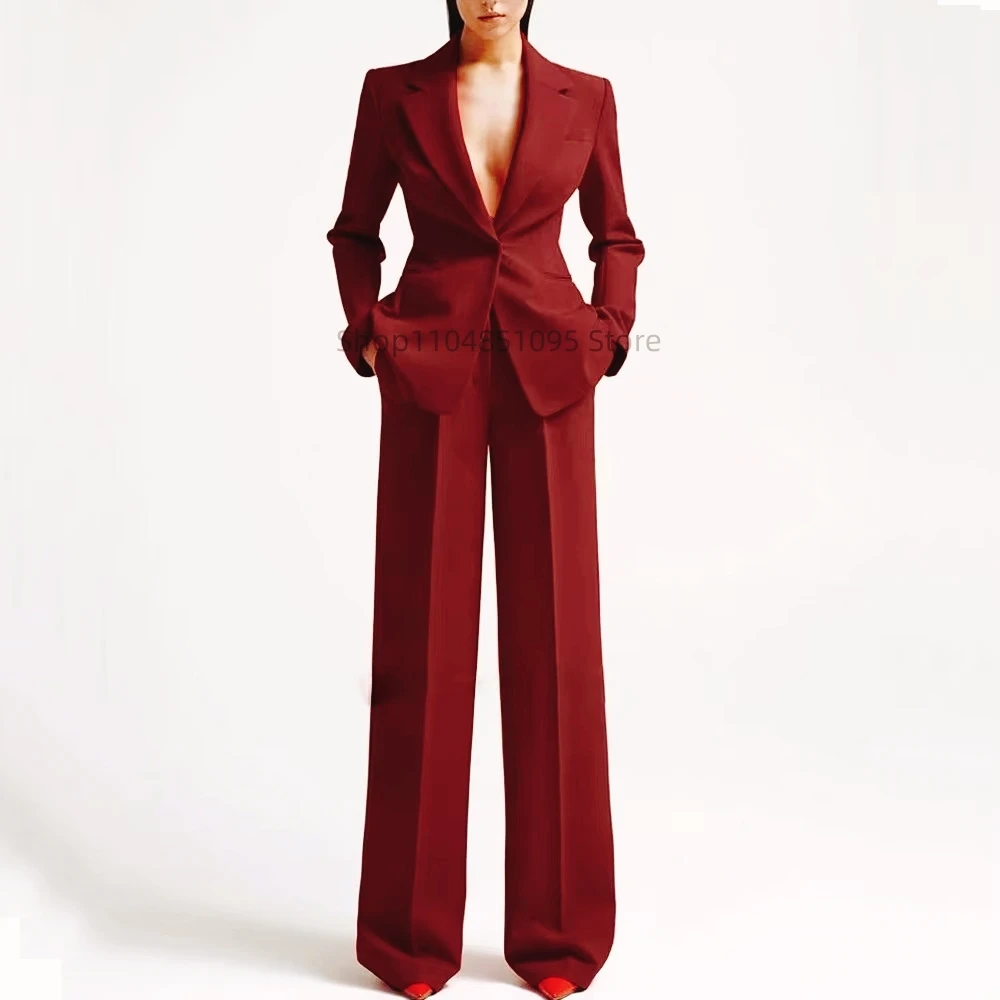 أنيقة الصلبة المرأة 2 قطعة دعوى سيدة الأعمال مكتب الدعاوى سليم صالح زر واحد سترة المرأة سهرة الدعاوى غير رسمية (السترة + السراويل) #4