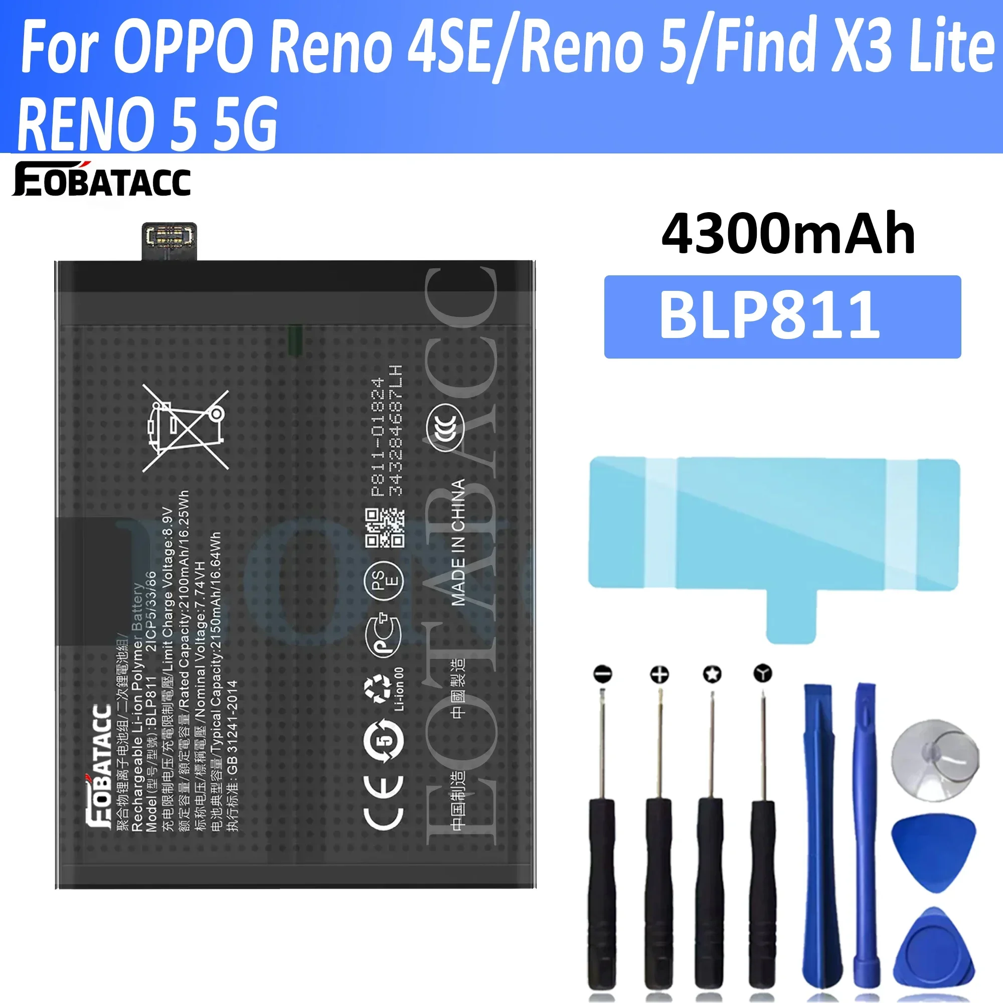 

2025 Years 100% Original High Quality BLP811 Phone Replacement Battery For OPPO / Reno 4SE/Reno 5/Find X3 Lite Batteries Bateria